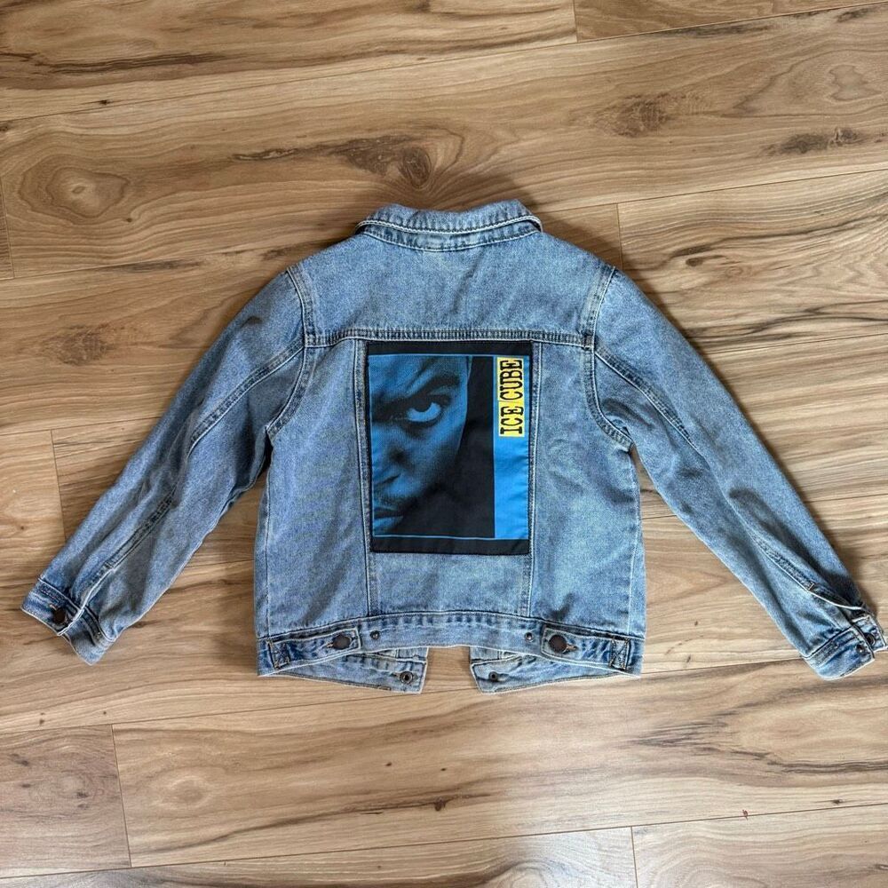 Cotton On Kids Blue Button Down Ice Cube Denim Trucker Jean Jacket Size 7-8
